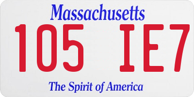 MA license plate 105IE7