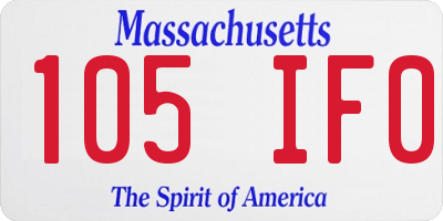 MA license plate 105IF0