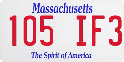 MA license plate 105IF3