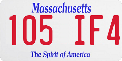 MA license plate 105IF4