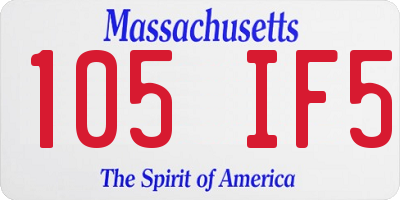 MA license plate 105IF5