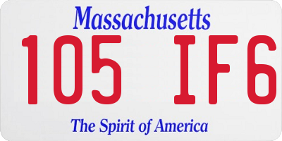MA license plate 105IF6