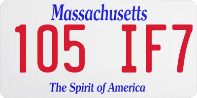 MA license plate 105IF7