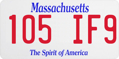 MA license plate 105IF9