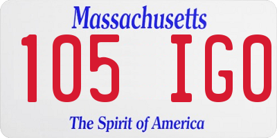 MA license plate 105IG0
