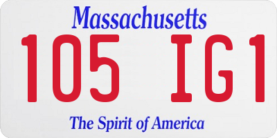 MA license plate 105IG1