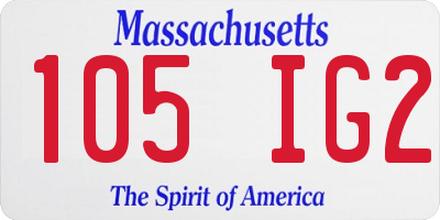 MA license plate 105IG2