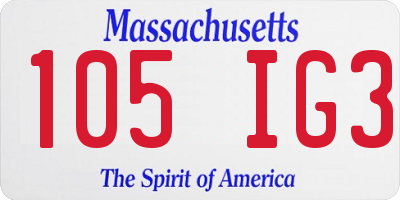 MA license plate 105IG3