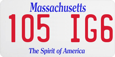 MA license plate 105IG6