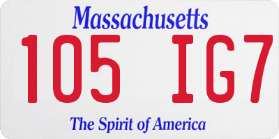 MA license plate 105IG7
