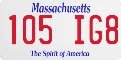 MA license plate 105IG8