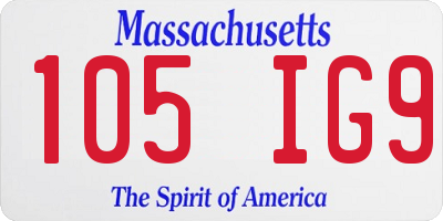 MA license plate 105IG9