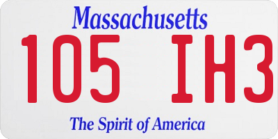 MA license plate 105IH3