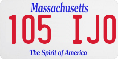 MA license plate 105IJ0