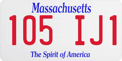 MA license plate 105IJ1