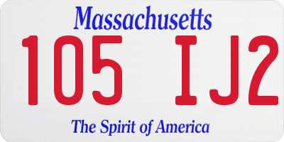 MA license plate 105IJ2