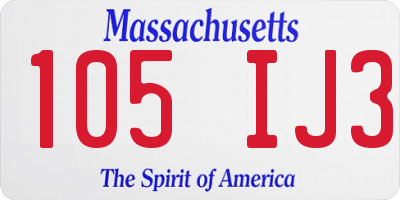 MA license plate 105IJ3