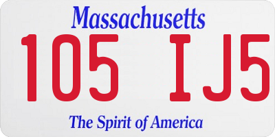 MA license plate 105IJ5
