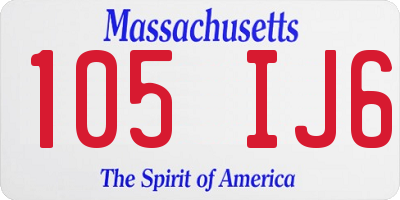 MA license plate 105IJ6