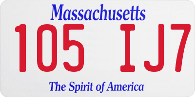 MA license plate 105IJ7
