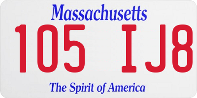MA license plate 105IJ8