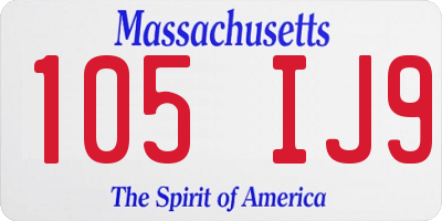 MA license plate 105IJ9
