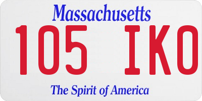 MA license plate 105IK0