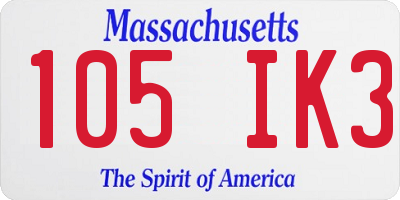 MA license plate 105IK3