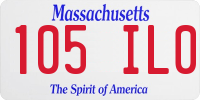 MA license plate 105IL0