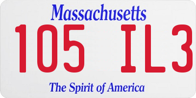 MA license plate 105IL3