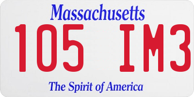MA license plate 105IM3