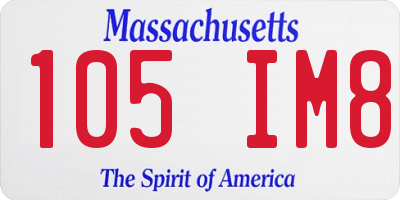 MA license plate 105IM8