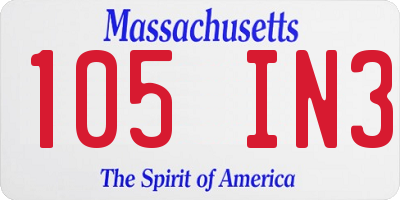 MA license plate 105IN3