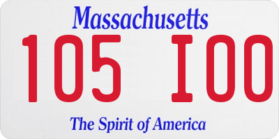 MA license plate 105IO0