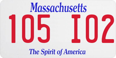 MA license plate 105IO2
