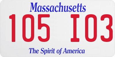 MA license plate 105IO3