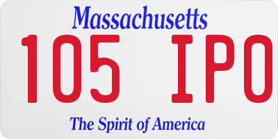 MA license plate 105IP0