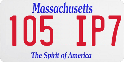 MA license plate 105IP7