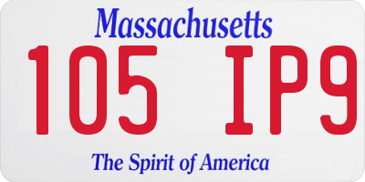 MA license plate 105IP9