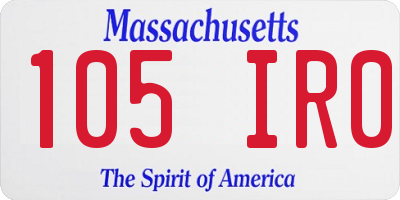 MA license plate 105IR0