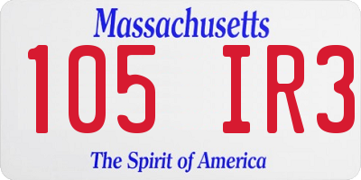 MA license plate 105IR3