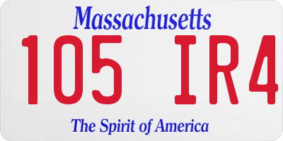 MA license plate 105IR4