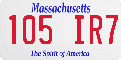 MA license plate 105IR7