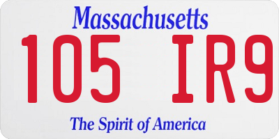 MA license plate 105IR9