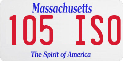 MA license plate 105IS0