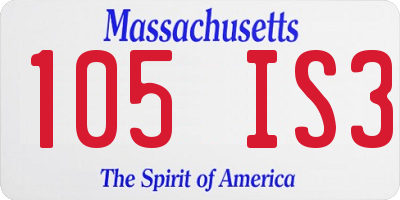 MA license plate 105IS3