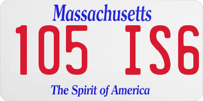 MA license plate 105IS6