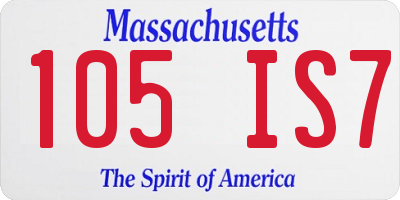 MA license plate 105IS7