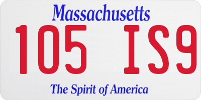 MA license plate 105IS9
