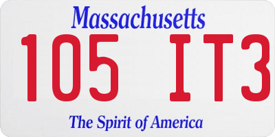 MA license plate 105IT3